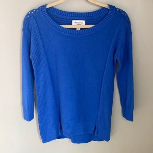 American Eagle Blue 3/4 Length Sweater X Small